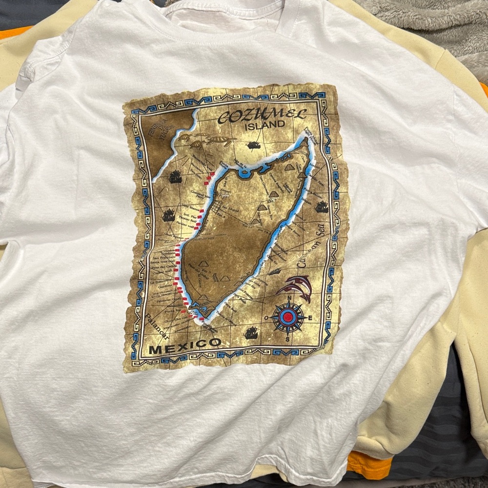 White Cozumel Island Graphic T-Shirt